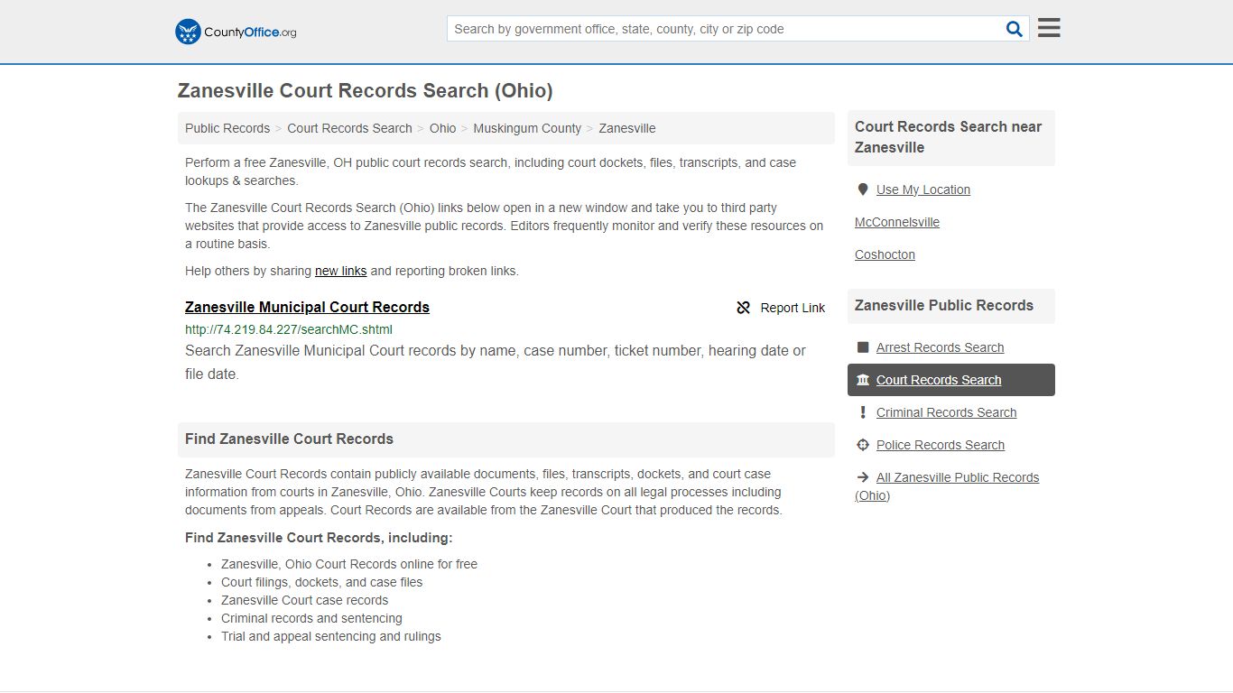 Court Records Search - Zanesville, OH (Adoptions, Criminal, Child ...